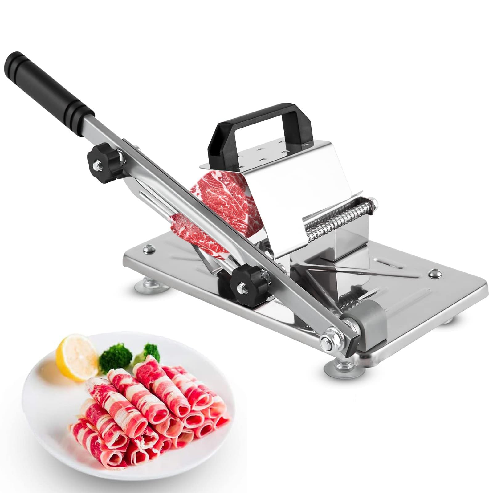 Cortadora de carne manual para verduras, jamón y alimentos congelados en plata
