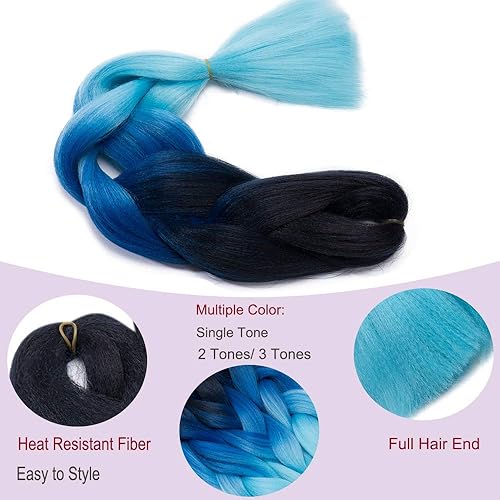 Miniatura 2 de Extensiones de cabello sintético de 24 pulgadas con diseño de arco iris africano de alta temperatura, trenzado para Senegal Twist, 3.53 onzas por