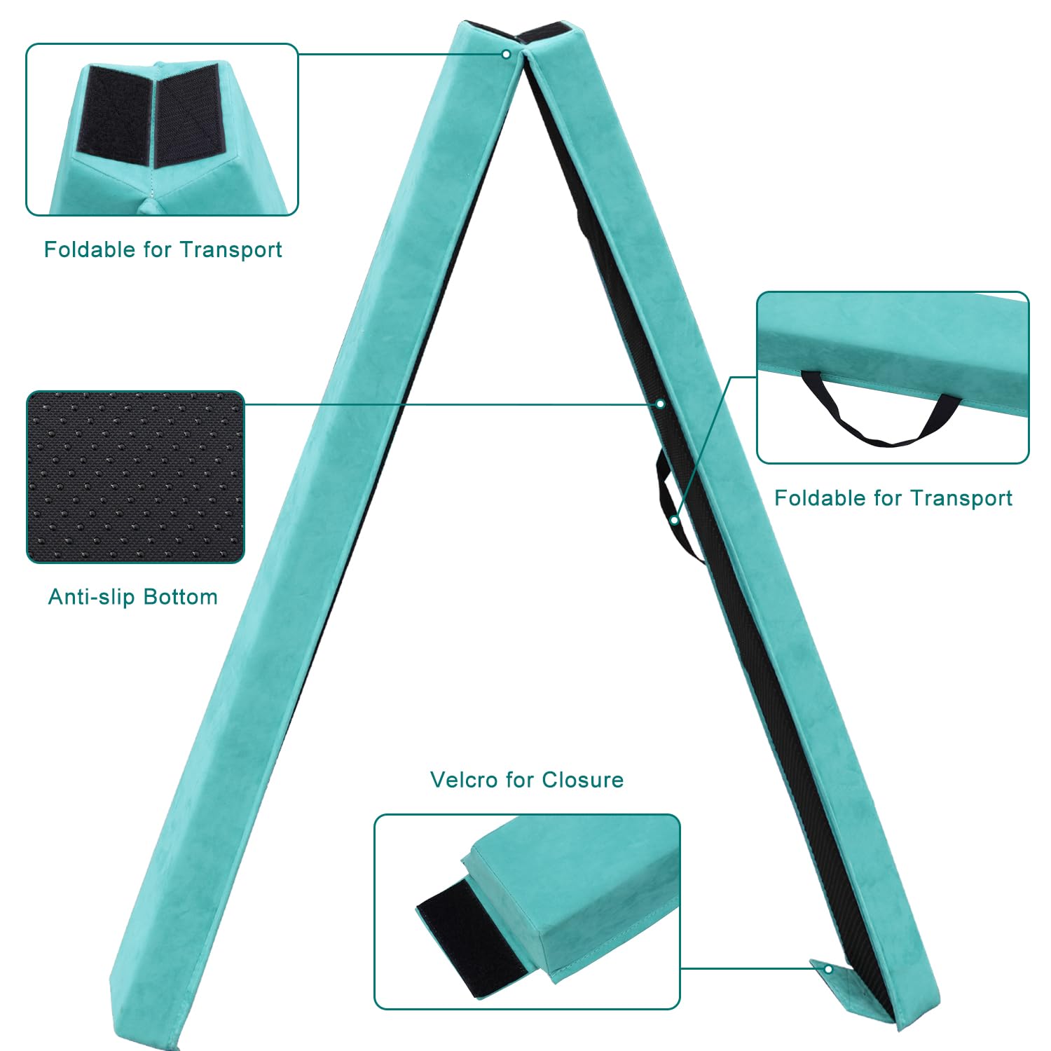 Schwebebalken für Zuhause, 270cm Balken Turnen Klappbar Tragbar für Kinder Erwachsene, Gymnastik Balken Balance Beam mit Rutschfester Gummiboden für Professionelle Turner oder Anfänger