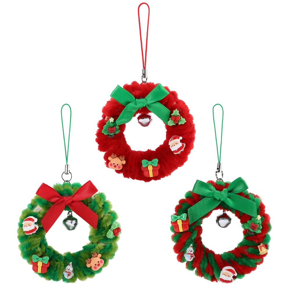 SUNNYCLUE 154-teiliges Weihnachtspfeifenreiniger-Bastelset mit Video-Tutorial in Rot und Grün, Chenille-Stiele, Glocke, Weihnachtsmann, Weihnachtsbaum, Cabochons, Mini-Kranz, Ornamente für