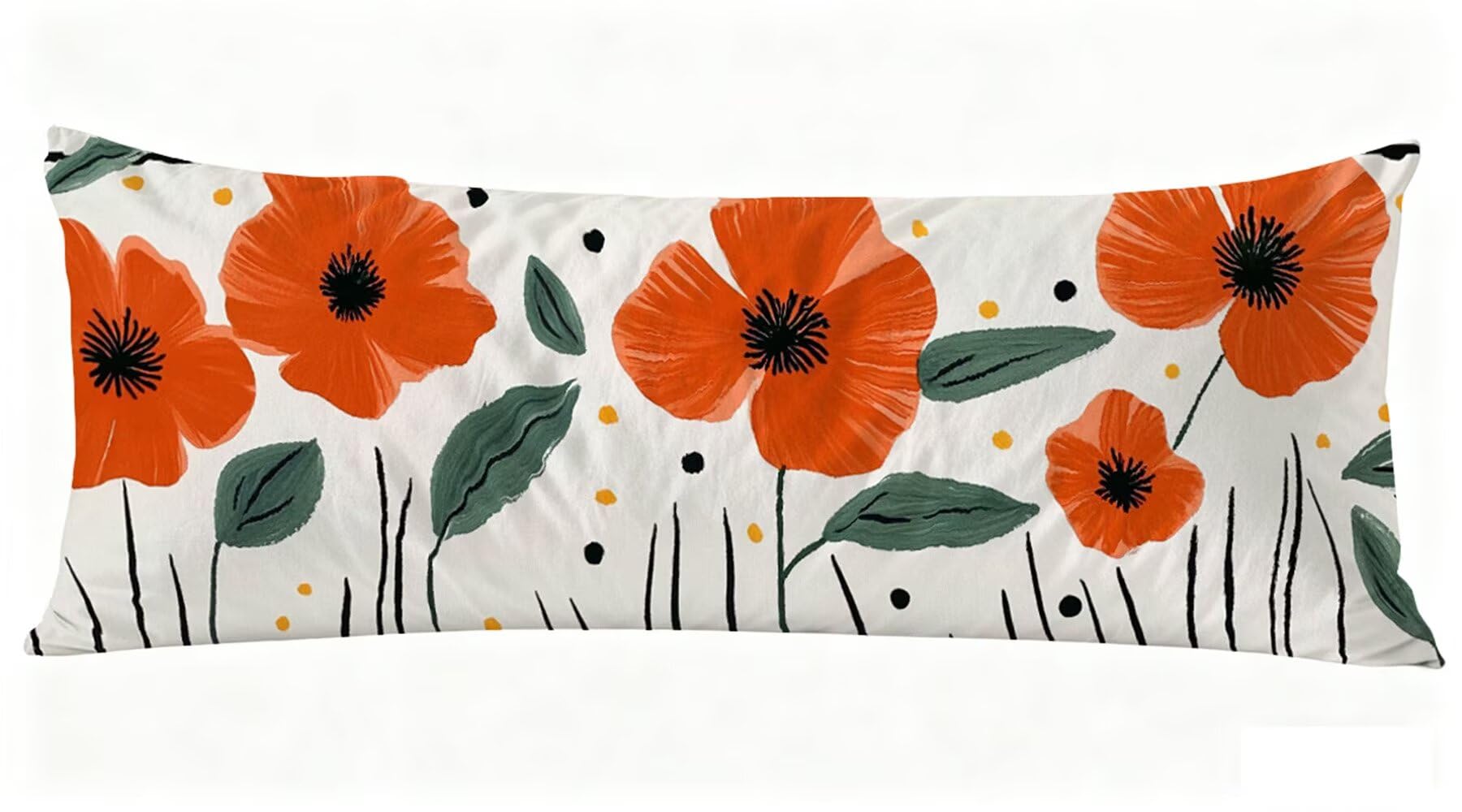 Poduszka dla osób śpiących na boku, abstrakcyjna poszewka na poduszkę 50 x 180 cm, poduszka ciążowa, wzór kwiatowy, dwustronna, aksamitna, z zamkiem błyskawicznym, poduszka ciążowa i poduszka do