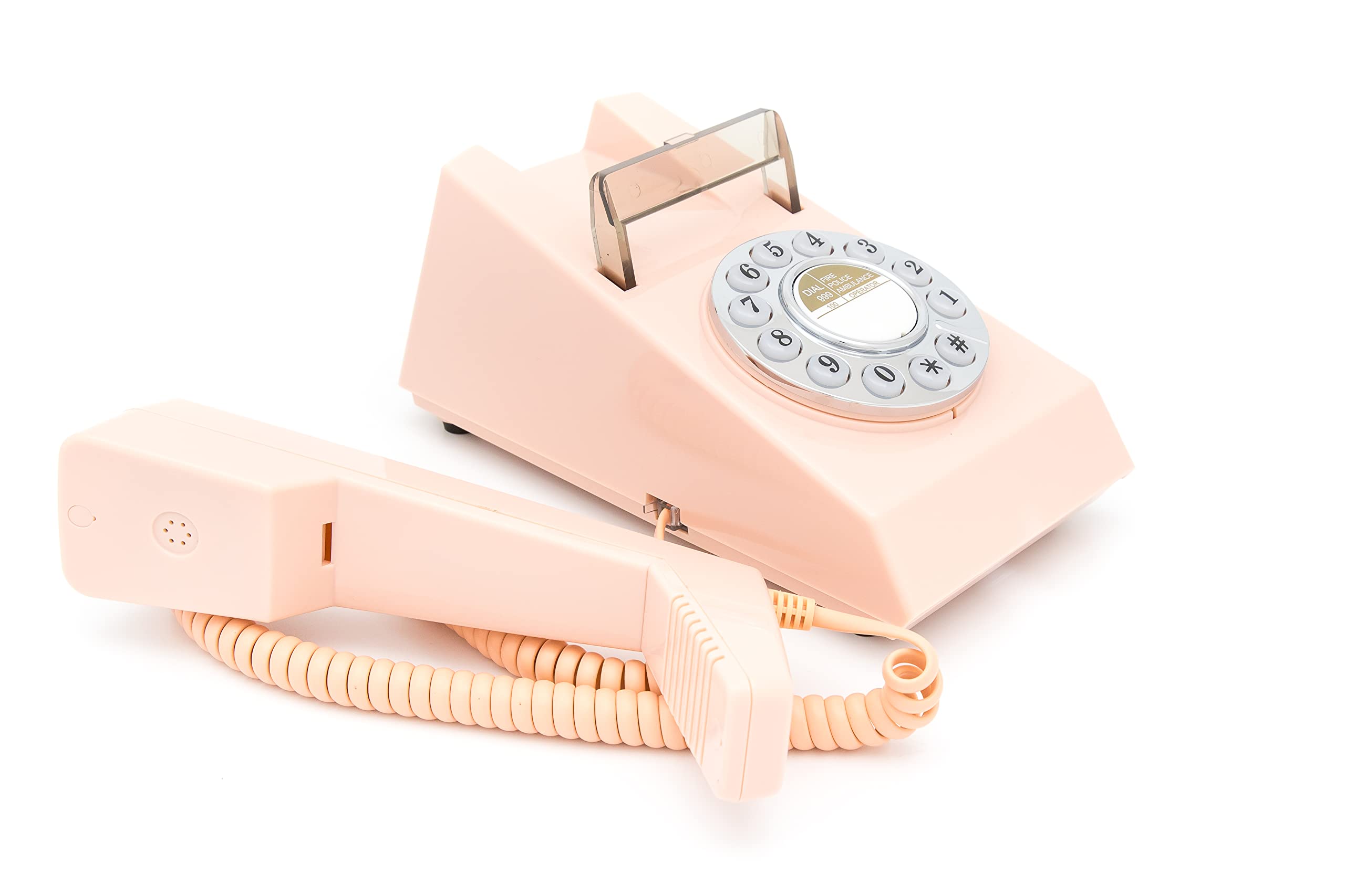 GPO Trim Telefono Fisso, con Filo, Quadrante con Tastierino e Suoneria a Campanello Autentica, per Casa e Hotel - Rosa
