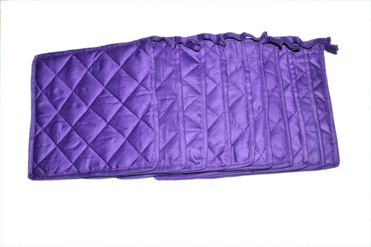 100% Cotton 7" x 7" Inches Pot Holder Non-Slip & Highest Protection & Performance Color - Purple - { Pack of 10 } Heat Resistance and Hypoallergenic
