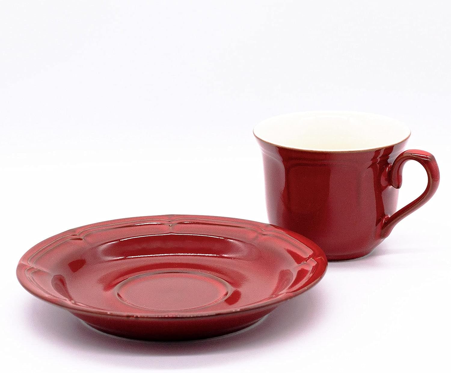 Koyo Raffine 15944052&15944055 Coffee Cup & Saucer, 6.1 fl oz (170 ml), Vintage Red, Made in Japan