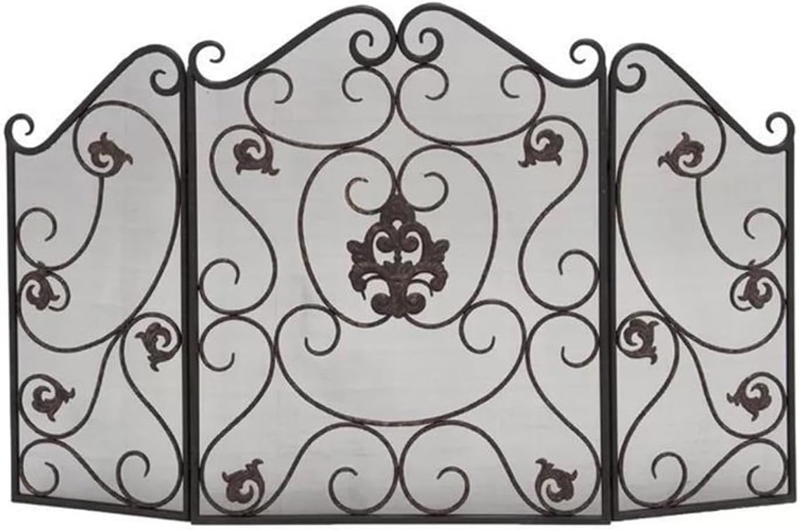 Fireplace Screen Black European Style Metal Fireplace Screen Hollow Divider with Mesh Fireplace Guard Mesh Fence Fire Retardant Foldable Fireplace Screen