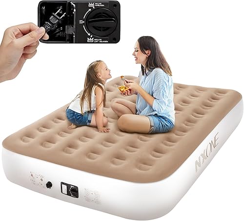 NXONE Colchón de aire Queen con bomba integrada, colchones inflables duraderos con bolsa de almacenamiento para tienda de campaña, viajes, cama de