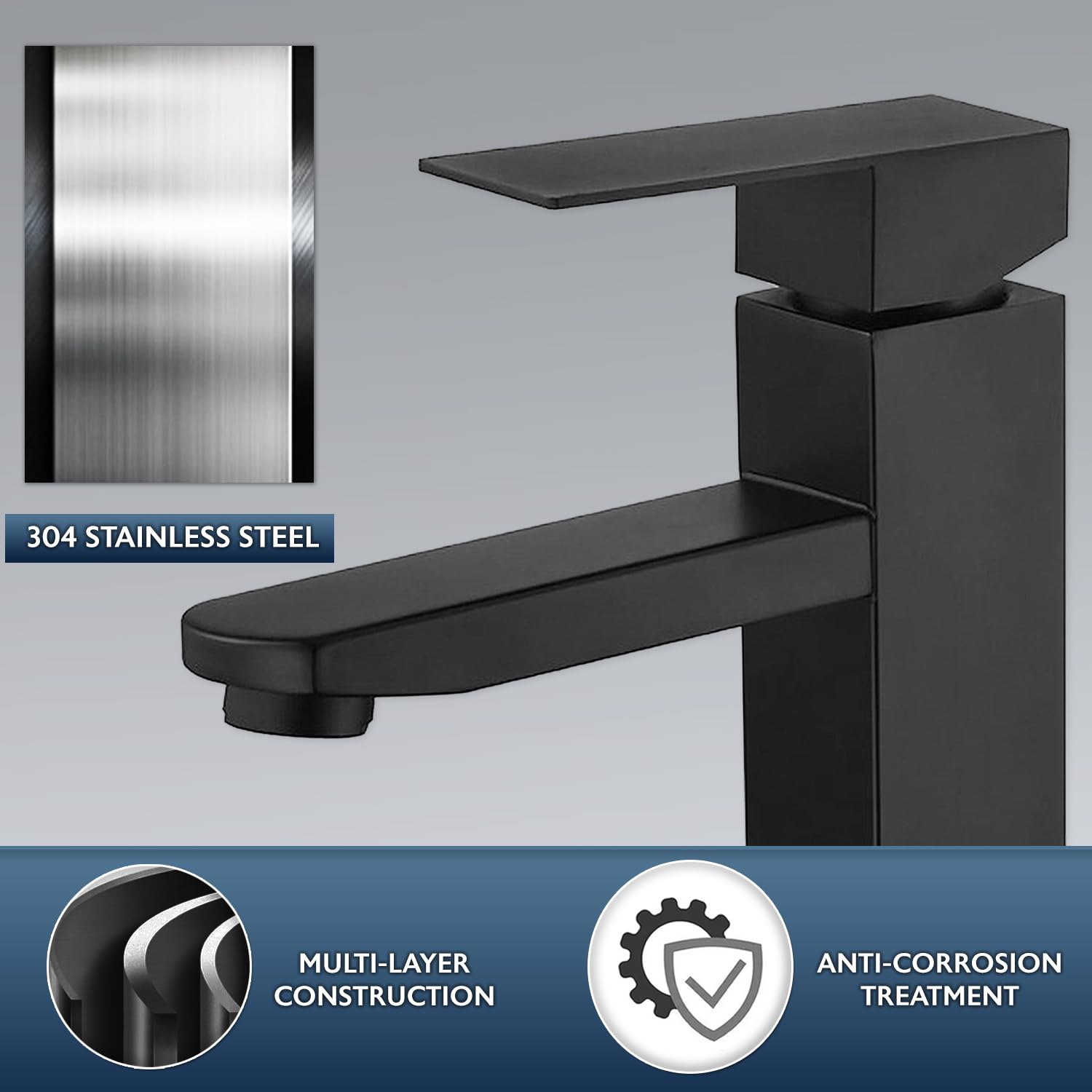 Rubinetto Lavabo Bagno Nero Con Miscelatore - Acciaio Inox, 2 Tubi Inclusi, Design Moderno E Antimacchia - Foto 13