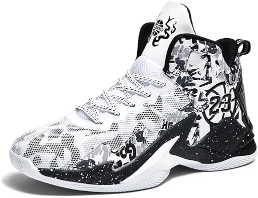 Mens Basketball Shoes Fashion Graffiti Non-Slip Breathable Running Sneakers Outdoor Casual Athletic Tennis Walking Sport Shoes