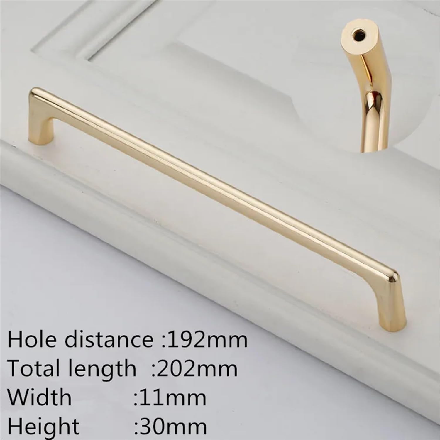 Zinc Alloy Bright Gold Cabinet Handles Solid Drawer Knobs Kitchen Cupboard Wardrobe Door Pulls Furniture Handle Hardware 2Pcs(192mm)