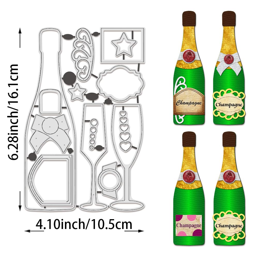 BENECREAT Celebration Wine Bottles Cutting Dies Stencil - Image 2