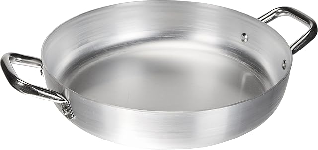 Pentole Agnelli Aluminiowa skrzynka odbiorcza do omletów z 2 uchwytami, średnica 28 cm, srebrna
