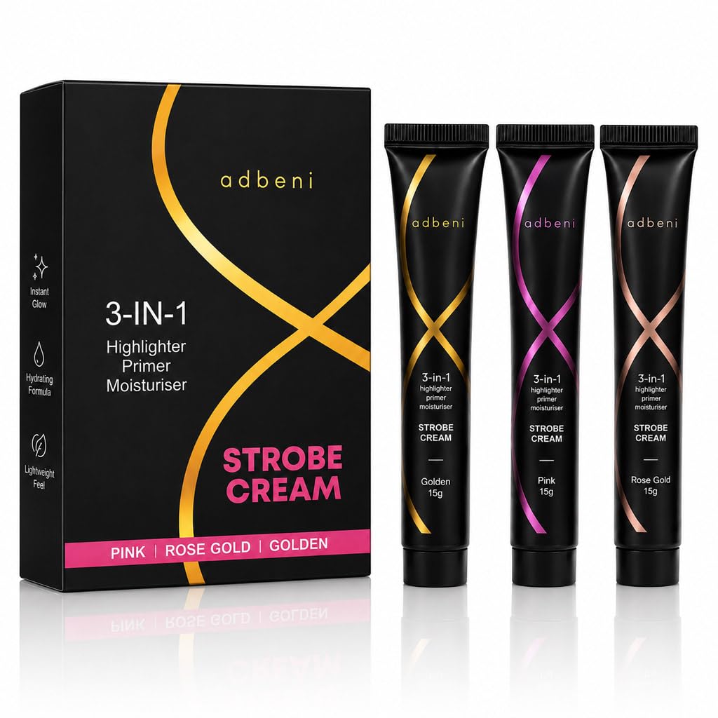 Adbeni 3-in-1 Strobe Cream for Face Makeup Base | Highlighter, Primer & Moisturiser in One | Lightweight Illuminating Glow Cream for Radiant Skin | Makeup Enhancer for Everyday Use (Pink/Gold/Rose Gold)-image-12