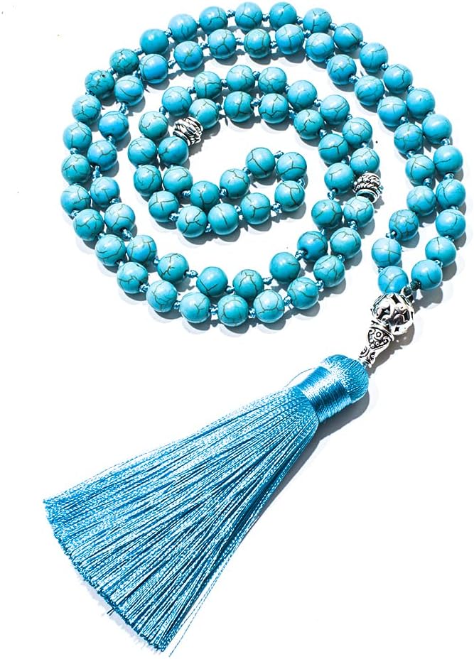 Tasbih Prayer Beads Allah & Muhammad Islamic Prayer Rosary Muslim Islam Misbaha Tasbeeh Sibha 99 Necklace (8mm Blue Turquoise 99 beads)