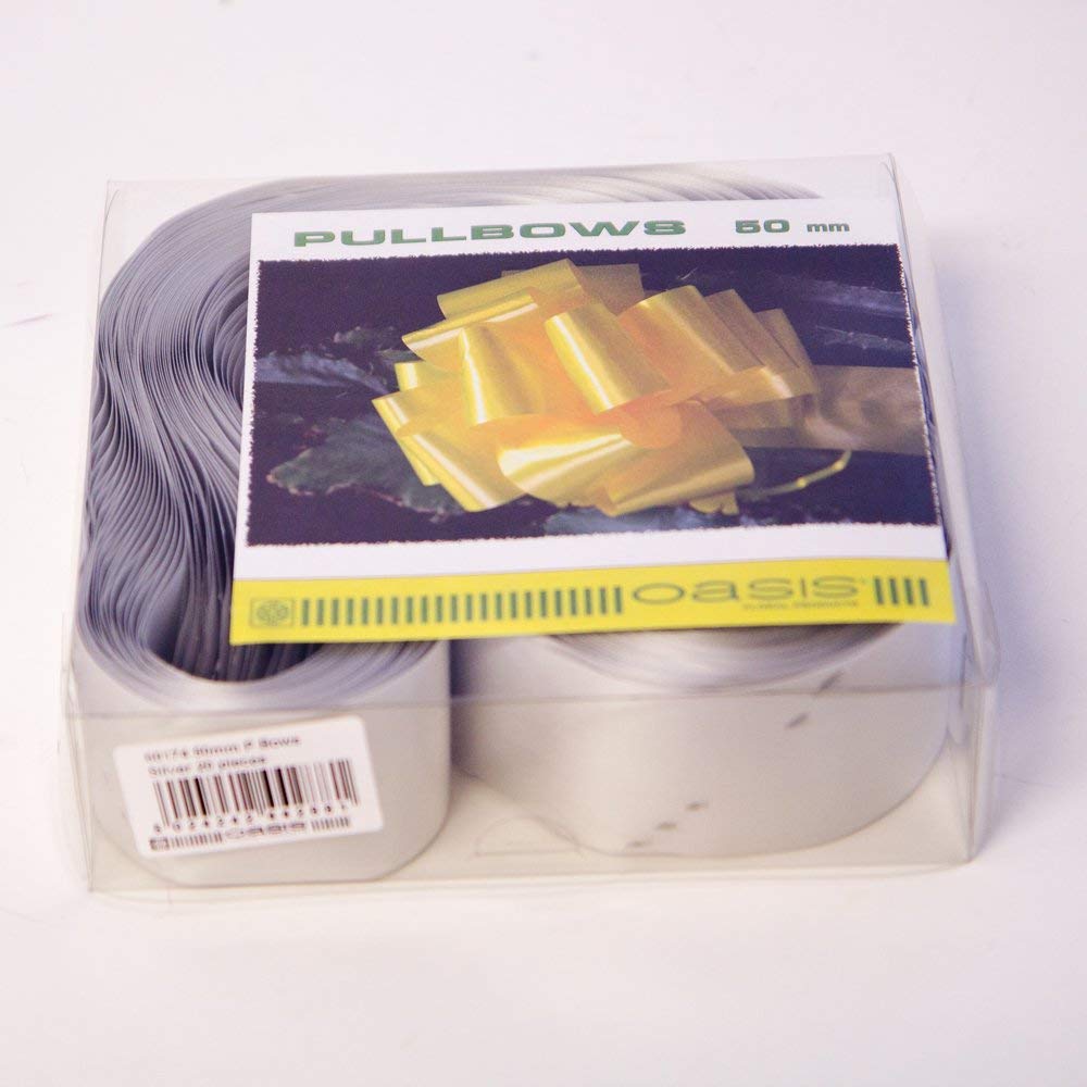Ribbon Silver 20 X 50Mm (2") Rapid Satin Pull Bows - For Gift Decorations, Flower Bouquets & Arrangements, Baskets, Wedding Cars, Floral Tributes, Arts & Crafts, Christmas Hampers