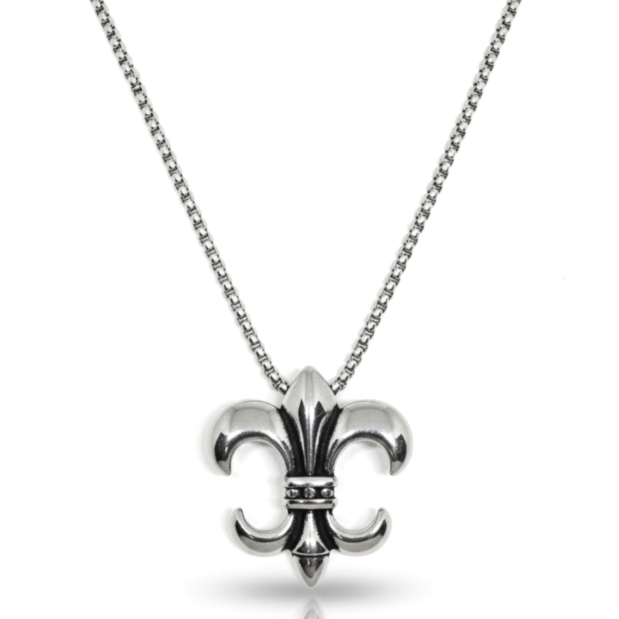 the men thing VALIANT FLEUR - 35mm Titanium Steel Pendant with 24inch Round Box 5mm Chain for Men & Boys-picture-30