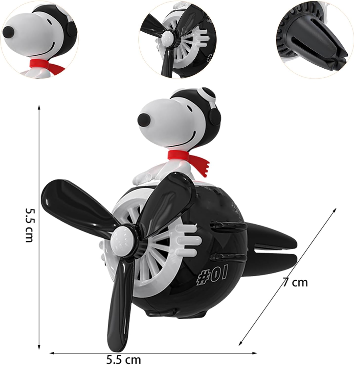 Black Dog Pilot Car Air Fresheners Cute Dog Airplane Car Diffuser Rotating Propeller Air Outlet Vent Fresheners Auto Vent Cute Air Freshener with 2 Packs Replacement Tablets Creative Car Perfume Black Dog 1 Count (Pack of 1) image 2 of 6 B0DQXXNH7J