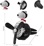 Black Dog Pilot Car Air Fresheners Cute Dog Airplane Car Diffuser Rotating Propeller Air Outlet Vent Fresheners Car Vent Cute Air Freshener with 2 Packs Replacement Tablets Creative Car Perfume