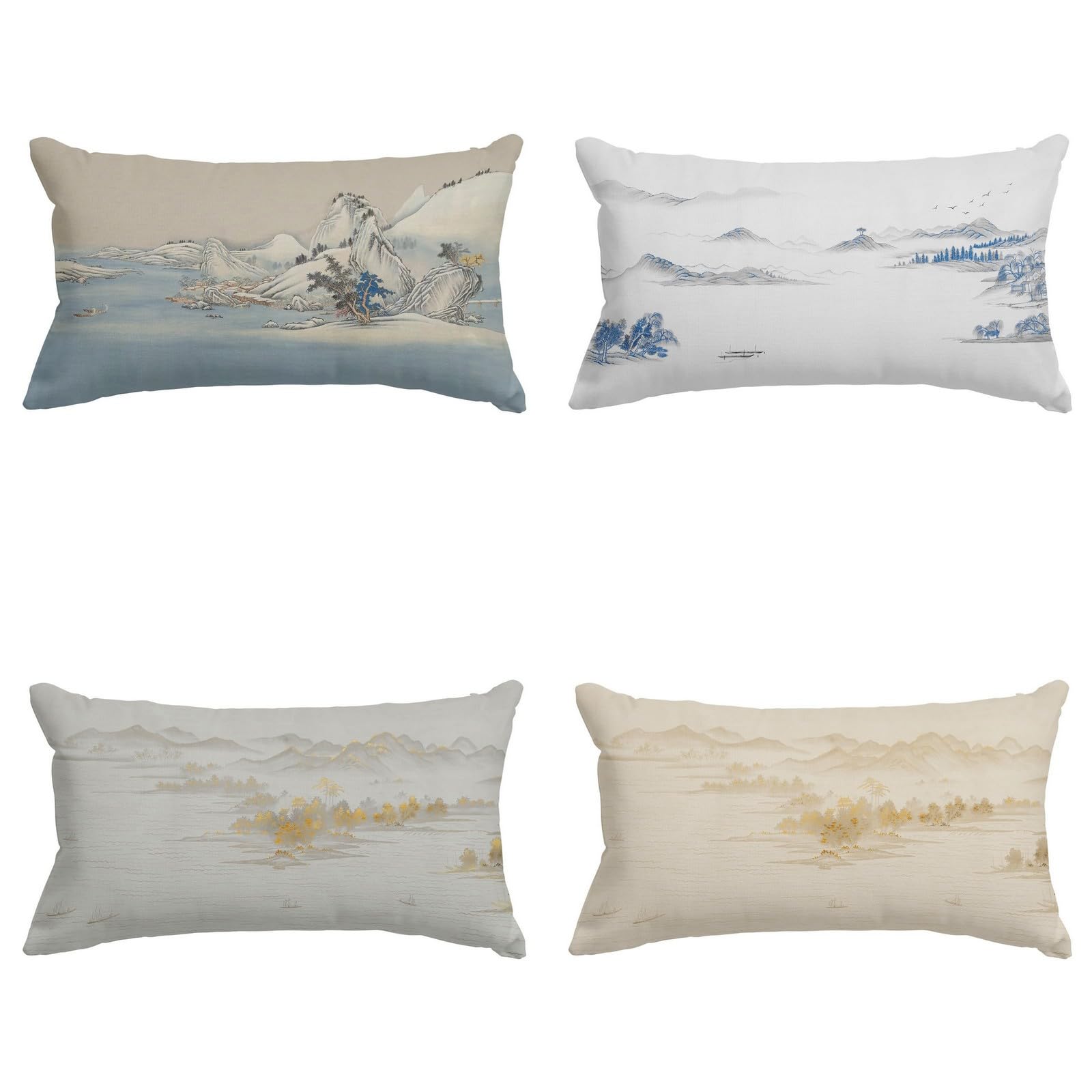 Taie d'oreiller rectangulaire prestige inspiration soie Feng Shui 50x75