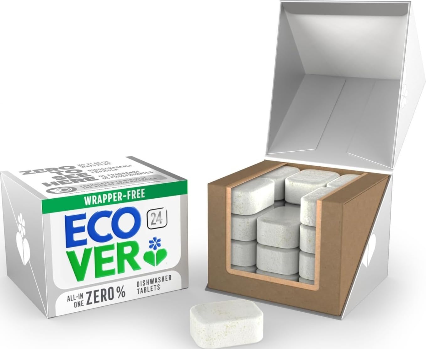 Ecover Zero Dishwasher Tablets, Fragrance Free, 24 Tablets