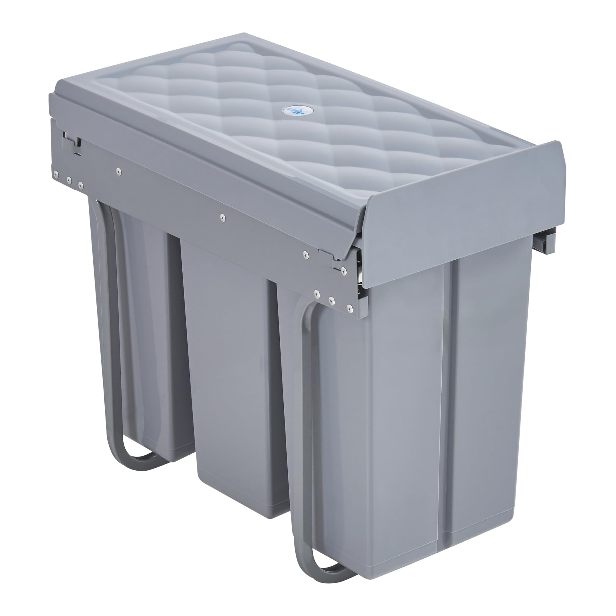 [en.casa] Cubo de Basura Empotrable Froland Grande Capacidad 3 x 10 L Papelera con 3 Compartimentos Bajo Fregadero Plástico Acero 48 x 26 x 42 cm - Gris