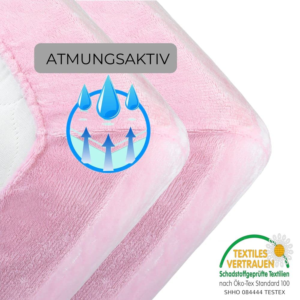 MALIKA® Jersey Cashmere-Touch Plüsch Kinder Spannbettlaken für Kindermatratze Kinderbett 60x120-70x140 Spannbetttuch Bettlaken, Farbe:Rosa, Größe:Doppelpack