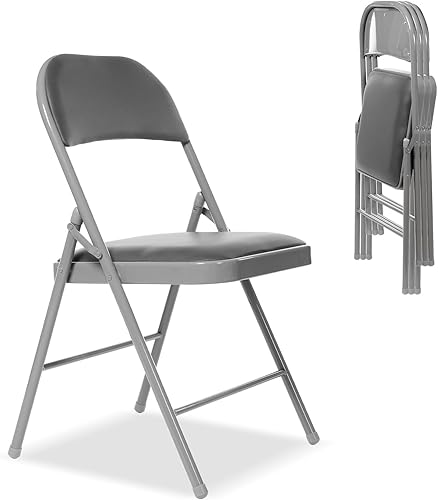 Paquete de 4 sillas plegables con asientos acolchados, silla plegable acolchada con marco de acero para eventos, oficina en casa, silla plegable de