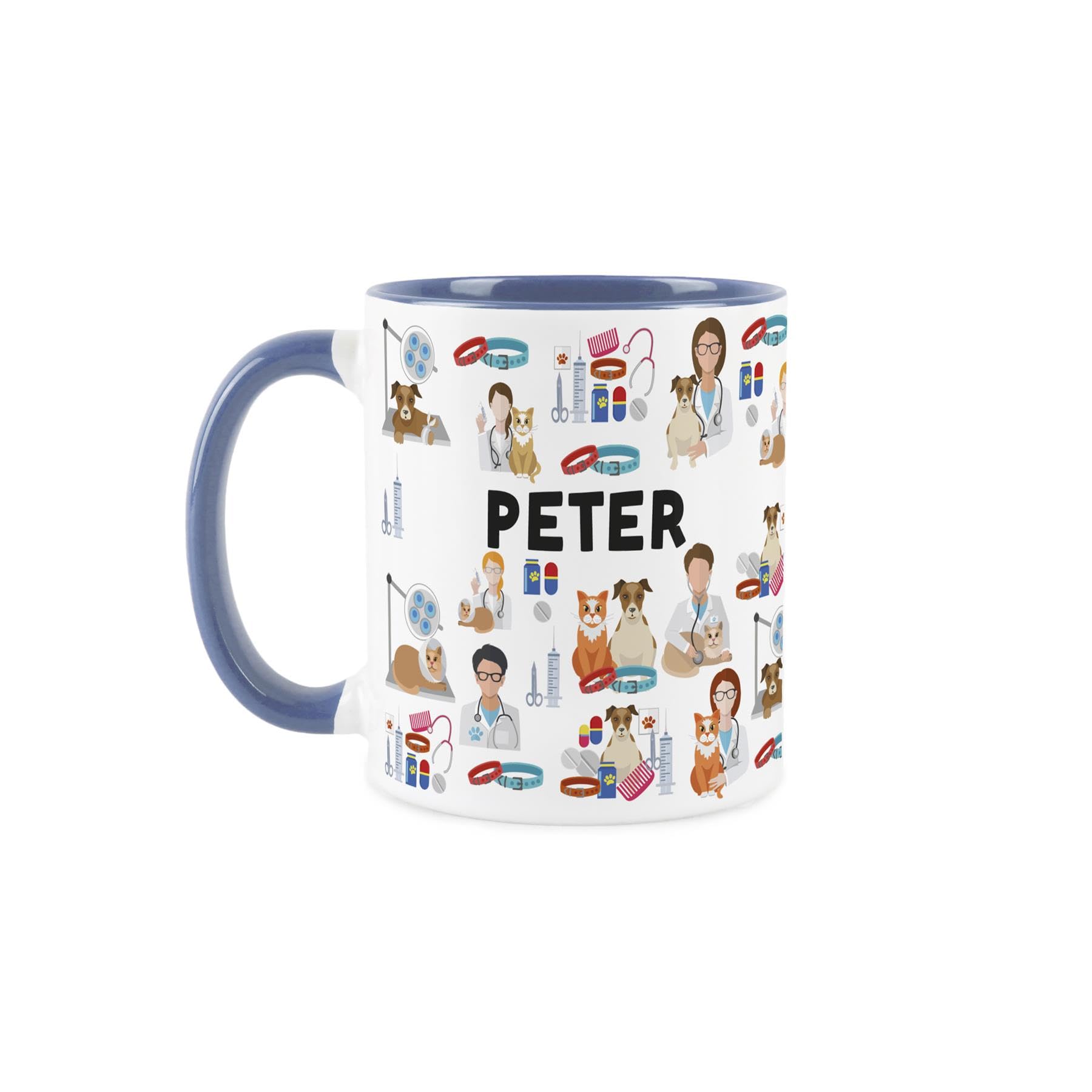 Purely Home Custom Vet Nurse Mug - Humourous Animal Veterinary Novelty Gift - Tea/Coffee Blue Ceramic Cup Personalised Present for Vet Nurses