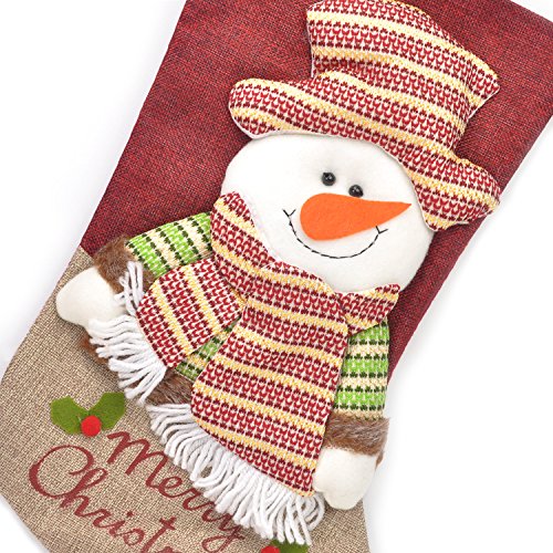 Evelyne GMT-10285 Holiday Season Christmas Stocking 2pcs Set Santa and Snowman - Thumbnail 6