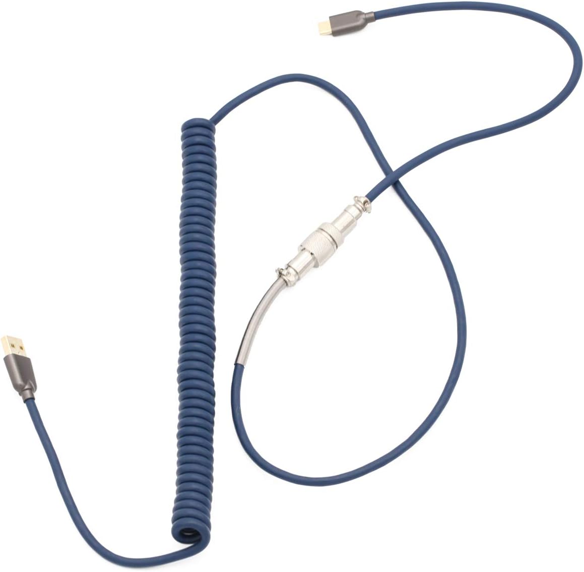 KPREPUBLIC GKs Space Cable Aviator Dark Blue Custom USB c Port Coiled Cable Wire for Mechanical Keyboard GH60 USB Type C 1.2M PVC Aviator (4 pin) x1