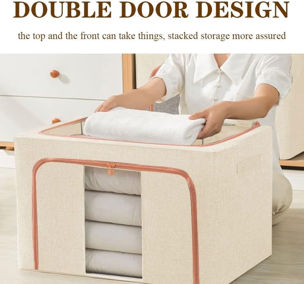 Storage Bins Clothing Storage Bins Foldable Storage Bag with Handle Clear Window Organization Storage Container(C,40 * 30 * 20cm)