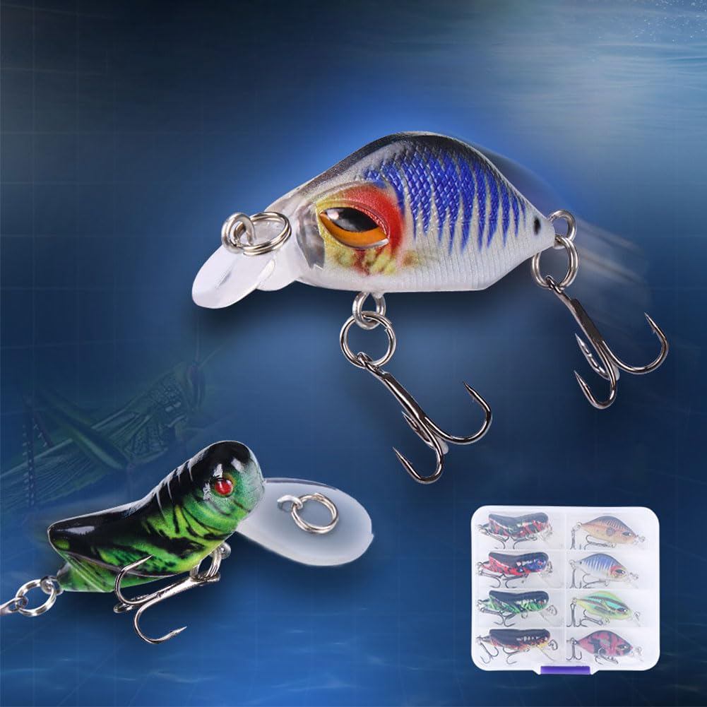 Generic 8 Uds Mini Crankbait Wobbler Señuelos de Pesca Cebo Duro Swimbait para Peces Depredadores lubina Trucha Walleye Pike