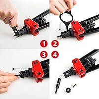 Vista 3 de Herramienta de tuerca de remache de 14 pulgadas, herramienta de tuerca de remache manual con 6 mandriles métricos y pulgadas M6 M8 M10, 1/4-20