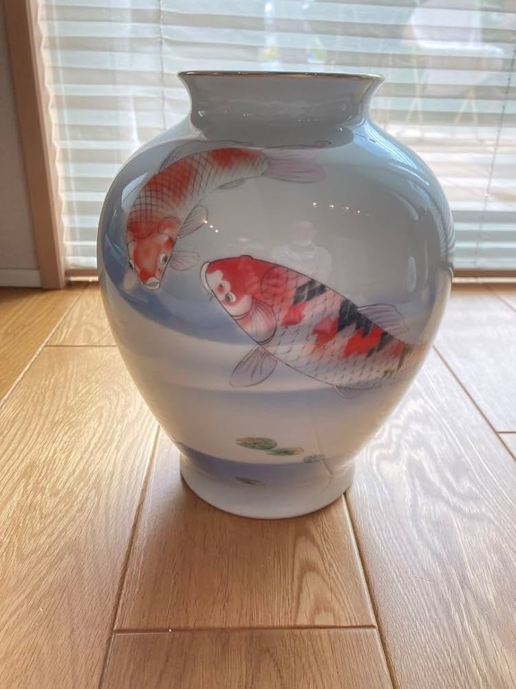【未使用】深川製磁☆オールド深川☆錦鯉絵☆花瓶☆宮内庁御用達☆美術有田焼☆木箱付 未使用】深川製磁☆オールド深川☆錦鯉絵☆花瓶☆宮内庁御用達
