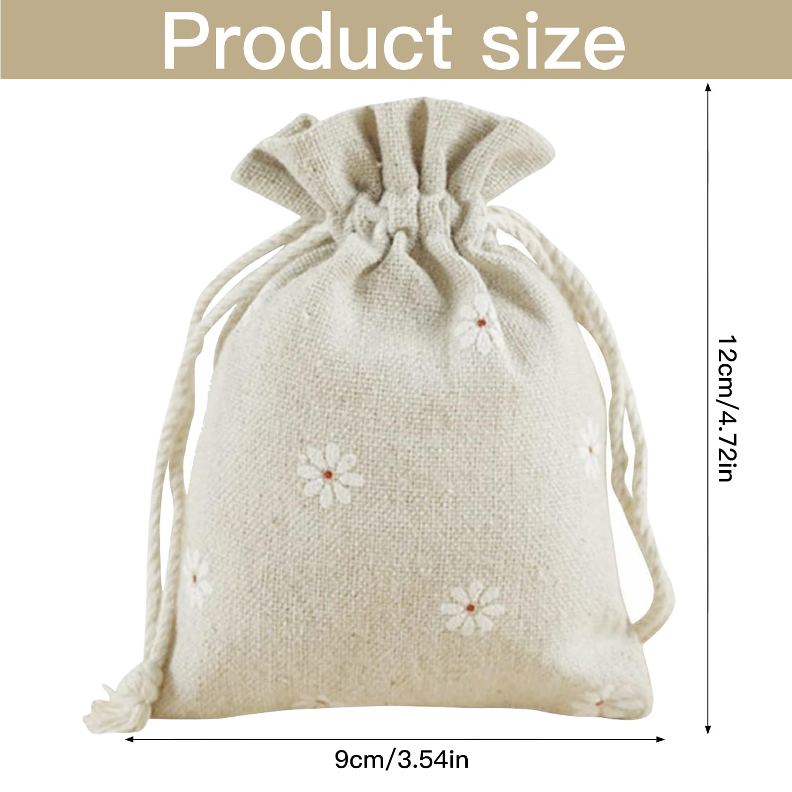 Image secondaire de LHKJ Lot de 20Pcs Pochettes Sachets en Lin Chanvre Sachets en Jute avec Cordon