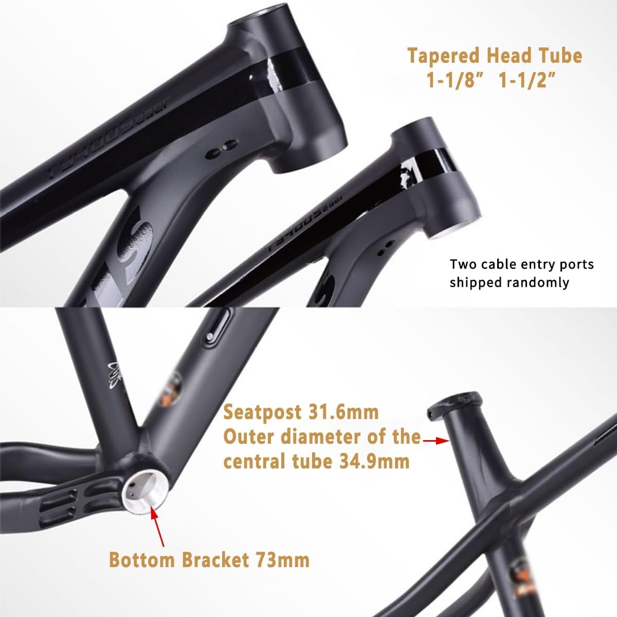 29er Hardtail Mountain Bike Frame 15''/17'' Disc Brake Frame 12 * 142mm Thru Axle Aluminum Alloy Bike Frames Routing Internal