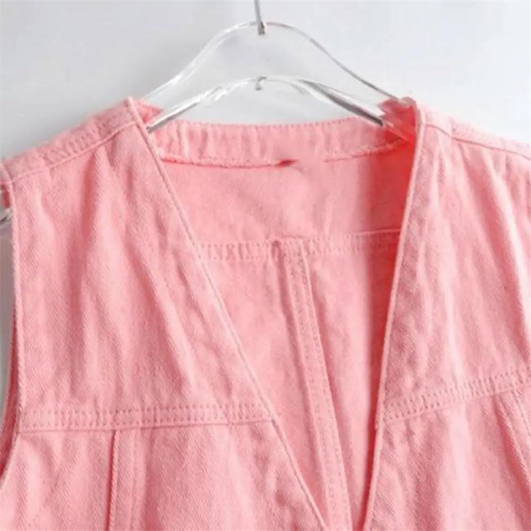 レディース デニムベスト ポケット付き ボタンダウン ウエストコート Vネック カジュアル アウトドア 旅行 トップス