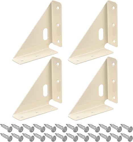 uxcell 4 soportes de esquina angulares de 3.386 in x 3.386 in, soportes de acero laminado en frío con tornillos para borde de escritorio y cama