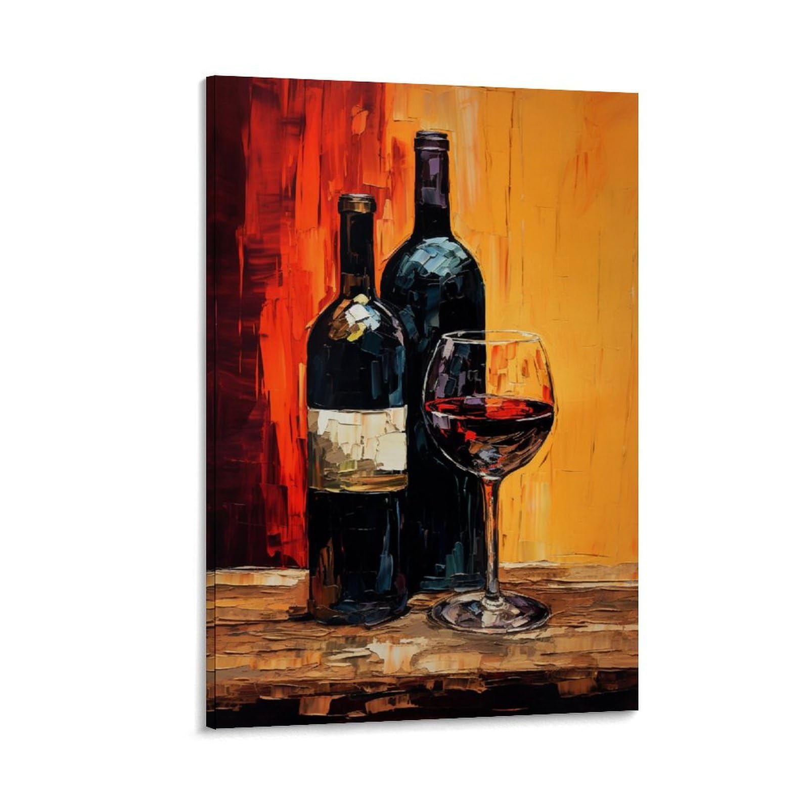 AEMYSKA Watercolor Wine Bottle Canvas Wall Art Gallery Wrapped & Stretched - Abstract Wine Glasses Framed Canvas Print, Ready to Hang for Living Room Bedroom Office 16x24inch(40x60cm)