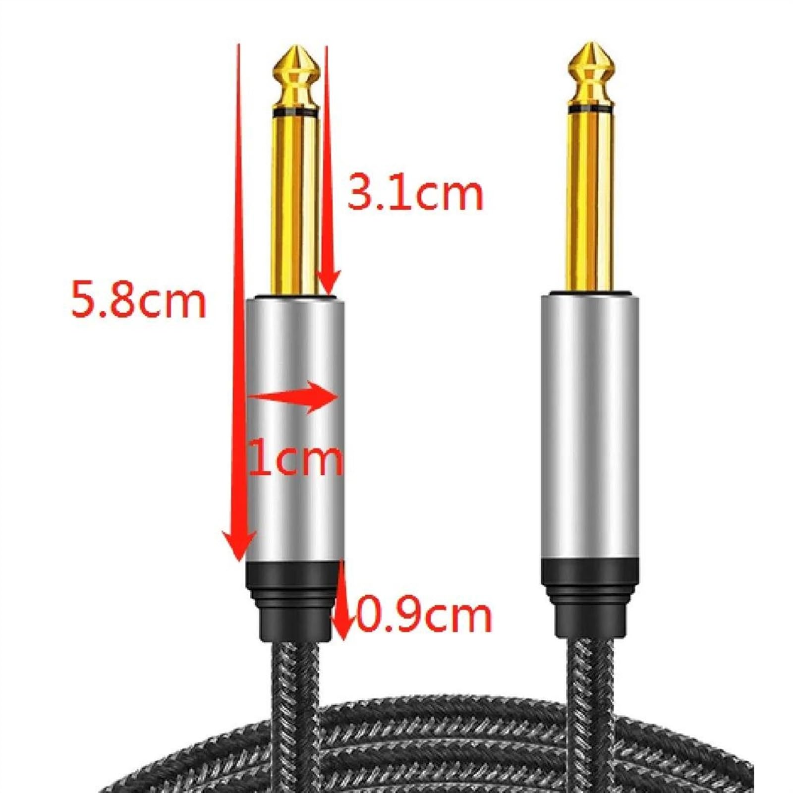 Przewód połączeniowy audio Kabel audio 6,35 mm z męskiego na męskie, czarny, 1M-1,8M(1.8m)