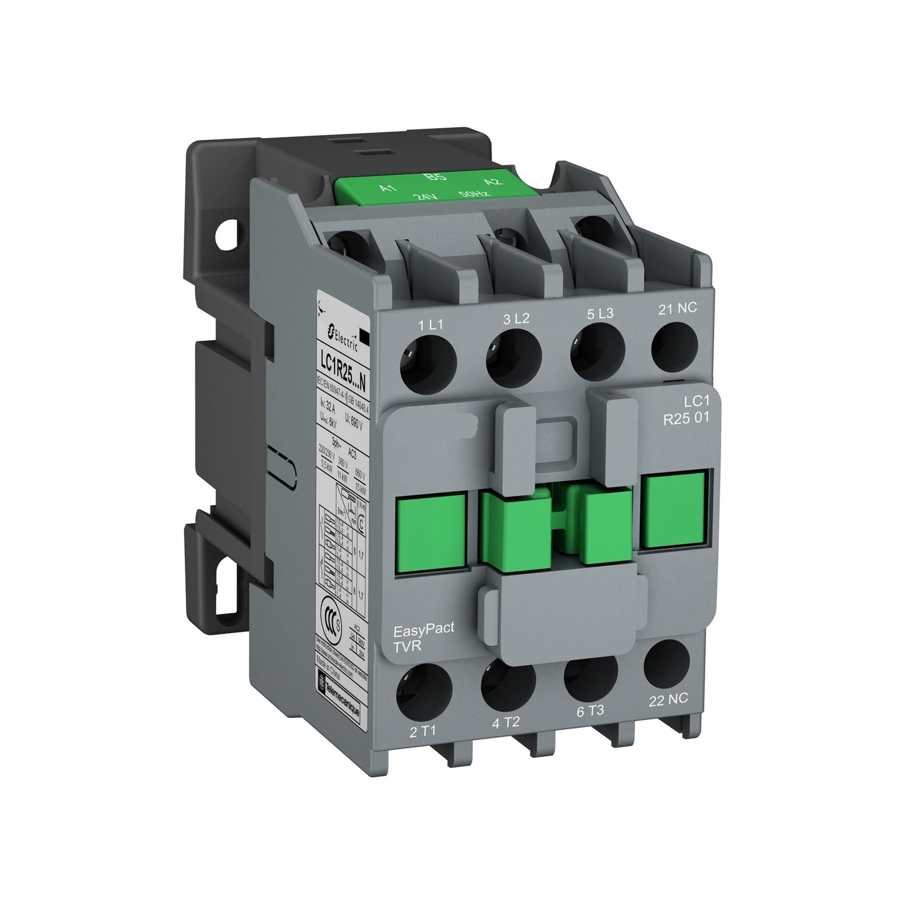 NOBIRTBSA EasyPact LC1R AC contactor LC1R0601M5N 6A-95A Three-Pole AC110V/220V/380V(LC1R0601M5N)