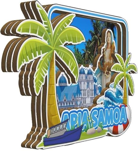 Miniatura 2 de Apia Samoa Apia Imán de nevera de madera 3D Monumentos de viaje coleccionables, recuerdos, decoración hecha a mano -3423