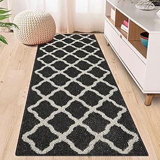 Homcomodar Runner Rug for Hallways 50x150cm Area Rug Runner Non Slip Washable Runner Floor Mat Non Shedding Hallway Rugs for Entryway Indoor Kitchen Floor Bedroom Laundry Room(Black)