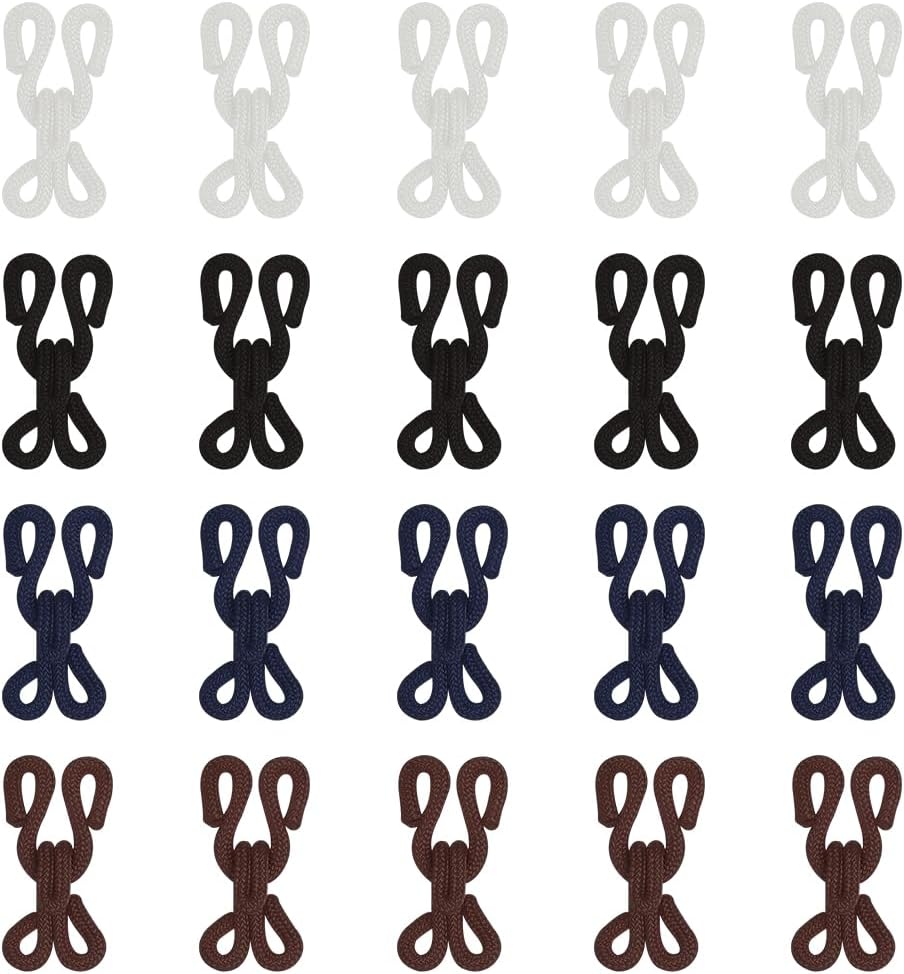 20 Pcs Sewing Hooks Fabric Covered Polyester Hook and Eye Closures Bra Fasteners Closure Sewing Accessories for Coat Jackets Fastenings Clothing Bra Skirts DIY Craft (4 Colors)