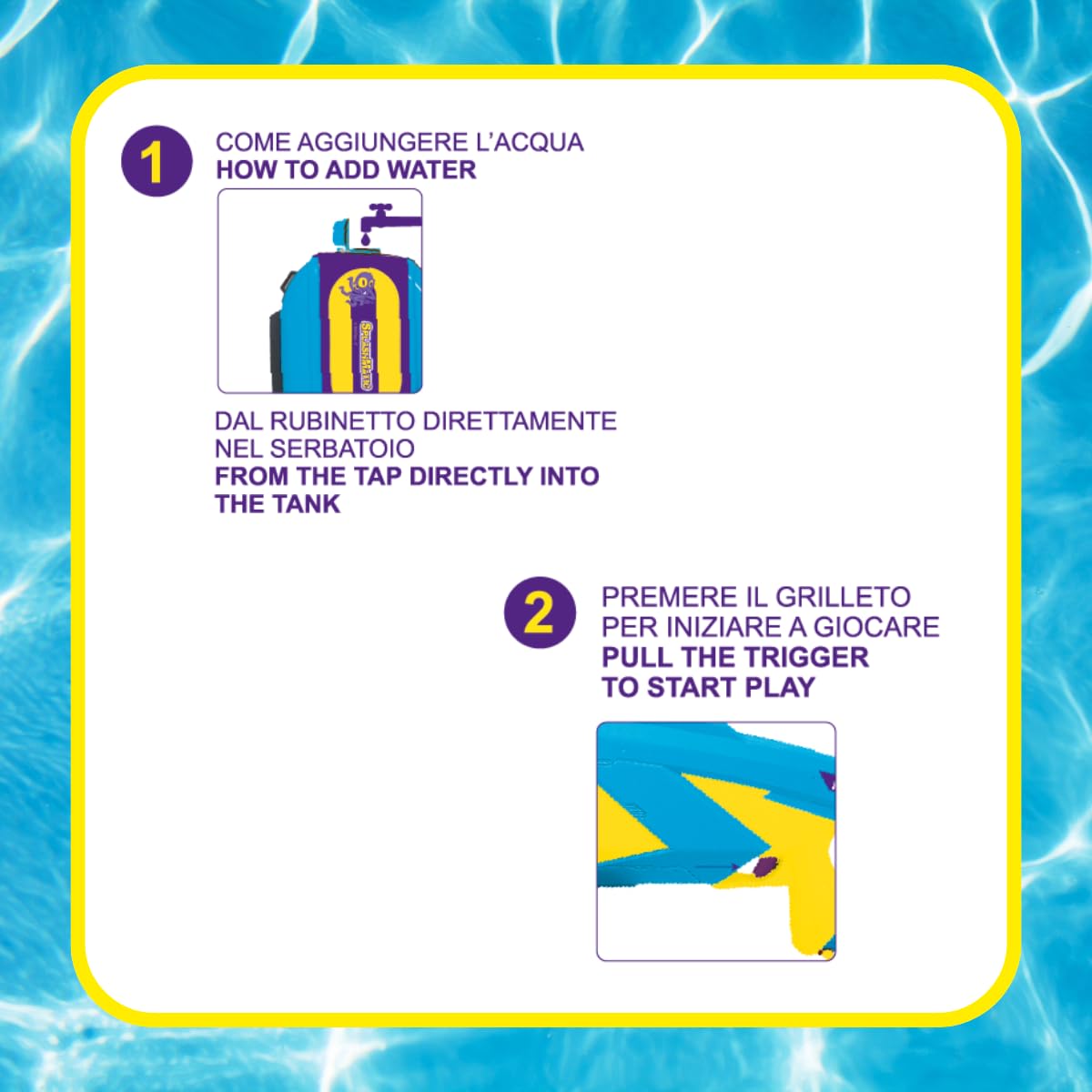 ODS - Splashmatic Pacific 1900, Spara Acqua con Serbatoio a Zainetto, a Batteria con Ricarica USB, Pistola ad Acqua 48 cm, Capacità Serbatoio 1900 ml, Età Consigliata +6 Anni