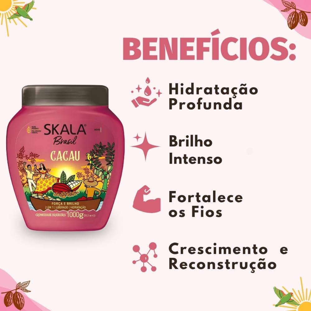 SKALA - Linha Brasil - Creme de Hidratacao 2 em 1 Cacau 1 Kg - (Brazil Collection - Cocoa 2 in 1 Moisturizing Cream Net 35.27 Oz)