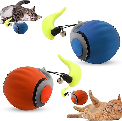 Paquete de 2 bolas interactivas de juguete para gatos, juguetes de enriquecimiento para gatos de interior para gatos adultos aburridos de interior,