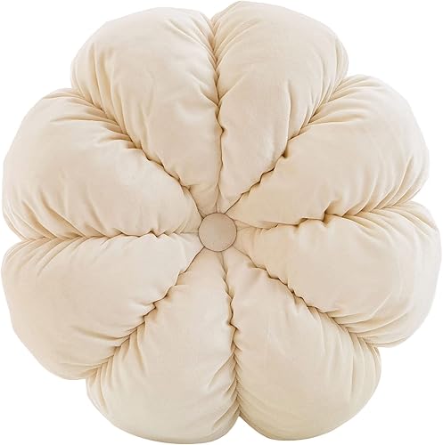 HWOUGINY Almohada decorativa estética con forma de flor, cojín de suelo para sofá, dormitorio, decoración del hogar, niñas y niños (blanco, 15.7
