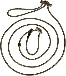 Umhänge Moxonleine 300 cm Oliv 6mm dünne Retrieverleine | lautlose Jagdleine | stufenlos verserstellbar | Hundeleine kleine, mittelgroße & große Hunde | 260-300cm Länge | Zugstopp | Made in Germany