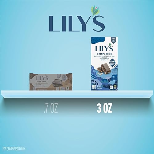 Miniatura 5 de Lily's - Barra de chocolate negro crujiente de arroz  Fabricado con estevia, sin azúcar añadida, baja en carbohidratos, apta para dieta cetogénica