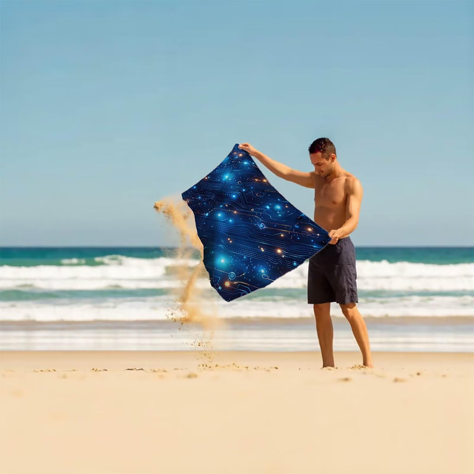 Retrò Telo Mare 220x160cm Leggero Unisex Travel Essentials, Telo Mare Grande 220 x 160 per Asciugamano da Bagno Sauna Palestra Piscina, Beach Towel per Regalo Donna Outdoor Circuito stampato SLJT-7029